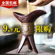 Jingdezhen rượu gốm kính ly rượu cổ cứu trợ nhỏ ly rượu thủy tinh cốc cao retro kính màu vàng rượu vang thủy tinh trắng ly rượu vang