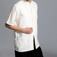Cotton cũ vải thô Tang phù hợp với nam ngắn tay mùa hè thực hành quần áo Trung Quốc phong cách Khổng Tử trang phục dân tộc đa màu spike trang phục dân tộc dao