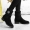 Booties nữ dày với giày của phụ nữ kích thước lớn hơn Giày nữ 41-43 mùa thu và mùa đông cộng với nhung dệt kim ống len trẻ em - Giày ống