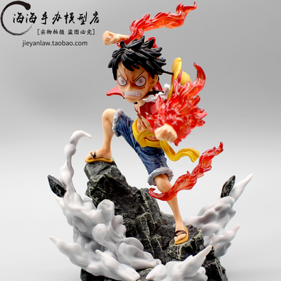 taobao agent One Piece GK DREAM PT Fire Boxing Luffy Combat Scene Q version small hand -made model statue ornaments