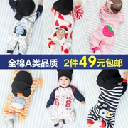 Quần áo trẻ em Xiêm cotton sơ sinh nam mùa xuân và mùa thu nữ bé 12 quần áo thường trú 6 tháng 3 bộ đồ ngủ 1 tuổi 0 tay dài mùa xuân