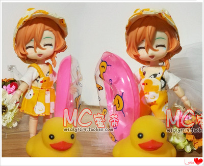 taobao agent OUT MC Honey Tea | BJD12 points OB11 baby jacket clay hand -made beautiful knot pig sun hat back pants back pants back strap skirt