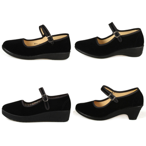 Phẳng nghi lễ giày xác thực toàn cầu Lutai nữ mô hình thấp để giúp một từ với đôi giày màu đen trọng lượng nhẹ giày làm việc giày của phụ nữ