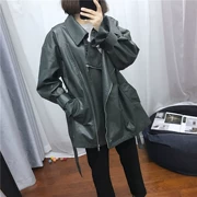 Orangeup ~ đề nghị nặng nề! Hồng Kông hương vị retro oversize lỏng mỏng dài trench coat da nữ