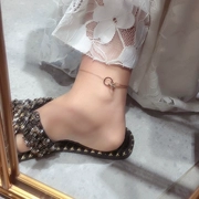Nhật Bản và Hàn Quốc ins vàng hồng ánh sáng lạnh vòng chân phụ nữ đơn giản và linh hoạt không phai titan mặt dây chuyền thép mắt cá chân đồ trang sức - Vòng chân
