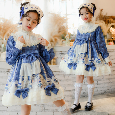 taobao agent Children's warm dress, down jacket, small princess costume, Lolita style