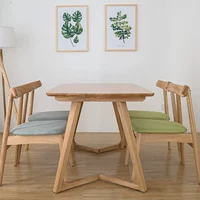 Bàn ăn gỗ nguyên khối hình chữ nhật Bàn ăn và ghế Bắc Âu kết hợp căn hộ nhỏ nhà hiện đại tối giản màu gỗ óc chó Nhật Bản - Bàn bàn học thông minh dergo