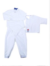 защита 上海健力击剑器材：儿童比赛服三件套，350n Fencing