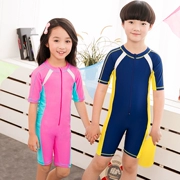 Áo Tắm trẻ em Xiêm Ngắn Tay Áo Bảo Vệ UV Trai Đồ Bơi Bãi Biển Surf Lặn Phù Hợp Với Kem Chống Nắng Mẹ Quần Áo