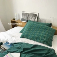 Новый продукт ins ins ins inshipe green green plaid pillow 48*74 набор одиночной подушки Pure Cotton Girl Сердце Сердце.
