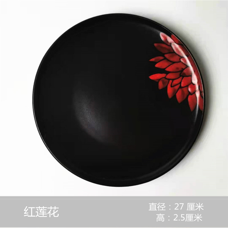 11 Inch Disc Black11 inches plate ceramics household serving plate tableware originality Dinner plate relief Japanese  Steak plate Northern Europe Market Western-style food