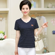 Trung và già của phụ nữ lỏng lẻo ngắn tay T-Shirt tops trung niên 40 người già 50-60 tuổi mẹ nạp mùa hè đáy áo sơ mi