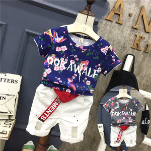 Thời trang trẻ em quần áo boy flower t-shirt hoa 1-2-3-4-5-6-7-8 năm tuổi trẻ em nửa tay áo màu mùa hè bé trai