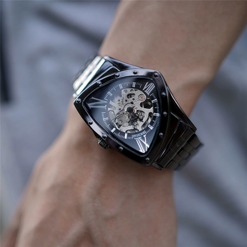 Креативный автоматический треугольник, механические механические часы, водонепроницаемый стальной ремешок из нержавеющей стали