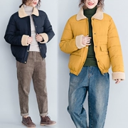 Quần áo mùa đông XL nữ 2018 phiên bản Hàn Quốc mới của áo len lông cừu thời trang áo khoác cotton xuống áo khoác ngắn