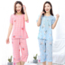Mùa hè của phụ nữ đồ ngủ lụa ngắn tay cắt quần cotton lụa dành cho người lớn rayon tháng quần áo dịch vụ nhà phù hợp với mùa hè Bộ Pajama