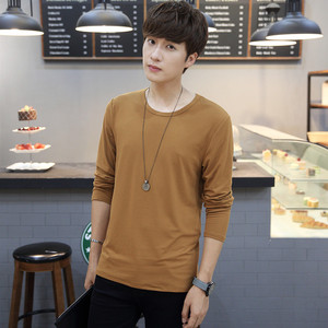 Nhà sản xuất màu rắn dài tay T-Shirt nam cổ tròn nhóm sinh viên hoạt động lớp dịch vụ tùy chỉnh XL slim áo sơ mi áo thun có cổ nam