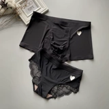 Летнее шелковистое шелковое черное сексуальное нижнее белье для влюбленных, средняя посадка