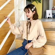 Áo sơ mi nữ chic chic xuân 2019 mới Han Fan áo rời trường đại học tay áo gió Hồng Kông
