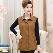 Mùa xuân và mùa thu mỏng phần giữa và phụ nữ tuổi già áo vest vest vest trung niên mẹ tải áo khoác cotton ngắn