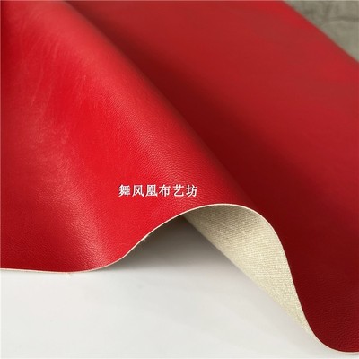 taobao agent High -quality big red fine -grained cotton leather leather cloth thin PU leather hand sensor soft motorcycle jacket leather pants fabric