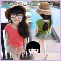 2018 Girls 'Trẻ Em Mặc Mùa Hè Không Tay Tops Girls' Mặc V-Cổ Trẻ Em Knit Tops T-Shirt Phụ Nữ áo thun cho bé