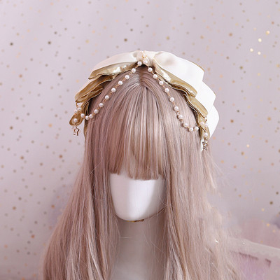 White Bowprincess Lolita Versatile hair hoop Lolita new pattern Gothic style Diablo system lolita Lace bow KC Headwear