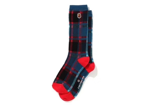 Dark Blue Checkbape Ape head new pattern Scotland lattice Fashion goods Embroidery LOGO Couple Sports socks male Socks New products