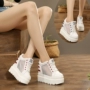 Hàn Quốc phiên bản của mùa xuân năm 2018 mới tăng ở đáy dày cao để giúp những đôi giày đơn hoang dã thở giày nữ tăng cao siêu cao gót giay bitis nữ