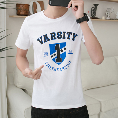 Mùa hè nam ngắn tay t-shirt cotton vòng cổ thanh niên sinh viên lỏng Hàn Quốc phiên bản của kích thước lớn xu hướng đơn giản nửa tay T-Shirt Áo phông ngắn