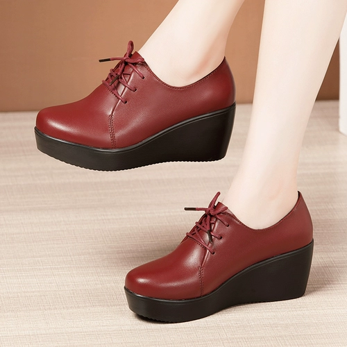 Демисезонная универсальная обувь на платформе для кожаной обуви, коллекция 2023, большой размер