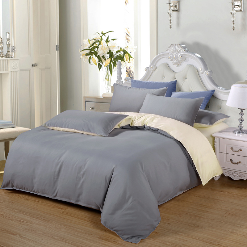 Silver Grey RiceCottonBedsheetssetquiltcoverpillowcasebedding4sets