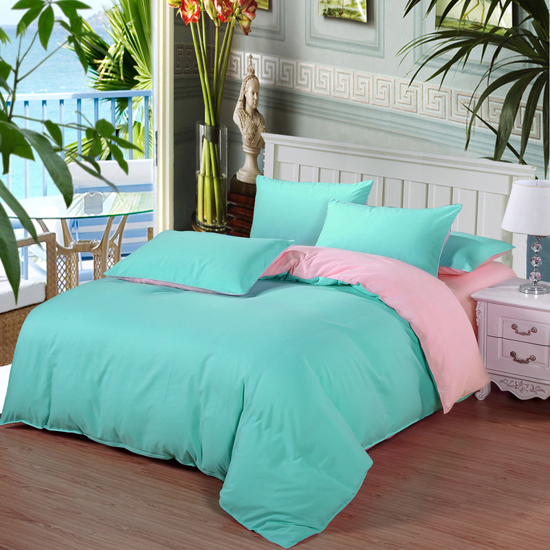 Dark Green JadeCottonBedsheetssetquiltcoverpillowcasebedding4sets