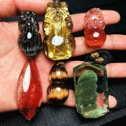 Vòng tay pha lê tự nhiên nữ tóc pha lê ma mặt dây chuyền vòng tourmaline garnet wenwan vòng cổ bắn trực tiếp - Nhẫn