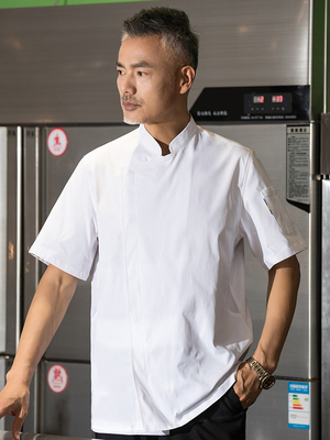 酒店厨师工作服短袖男女饭店餐饮后厨房专用厨师服装高档透气纯棉