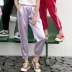 Mùa hè ăn mặc của phụ nữ Hàn Quốc phiên bản của lỏng hoang dã sọc thể thao quần harem quần mỏng dòng chín quần cao eo quần âu quần quần baggy kaki nữ Quần Harem