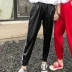 Mùa hè ăn mặc của phụ nữ Hàn Quốc phiên bản của lỏng hoang dã sọc thể thao quần harem quần mỏng dòng chín quần cao eo quần âu quần quần baggy kaki nữ Quần Harem