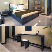 Khách sạn ba sao bốn sao mới phong cách Trung Quốc phun sơn giường khung 1,8 mét đầy đủ đồ nội thất giường máy tính bàn