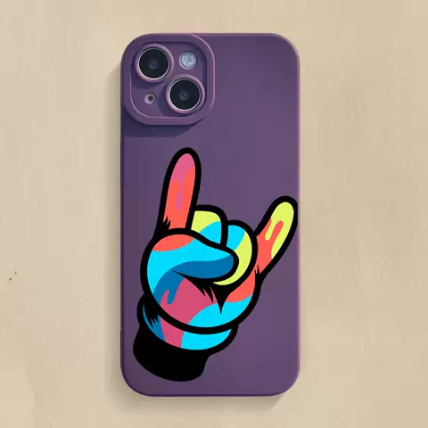 Rock On! Hand Sign Illustration New Phone Cases Covers Matte Silicone TPU iPhone 15, iPhone 14, iPhone 13, iPhone 12, iPhone 11