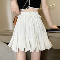 Белая весенняя юбка в складку, мини-юбка, высокая талия, А-силуэт, подходит для подростков