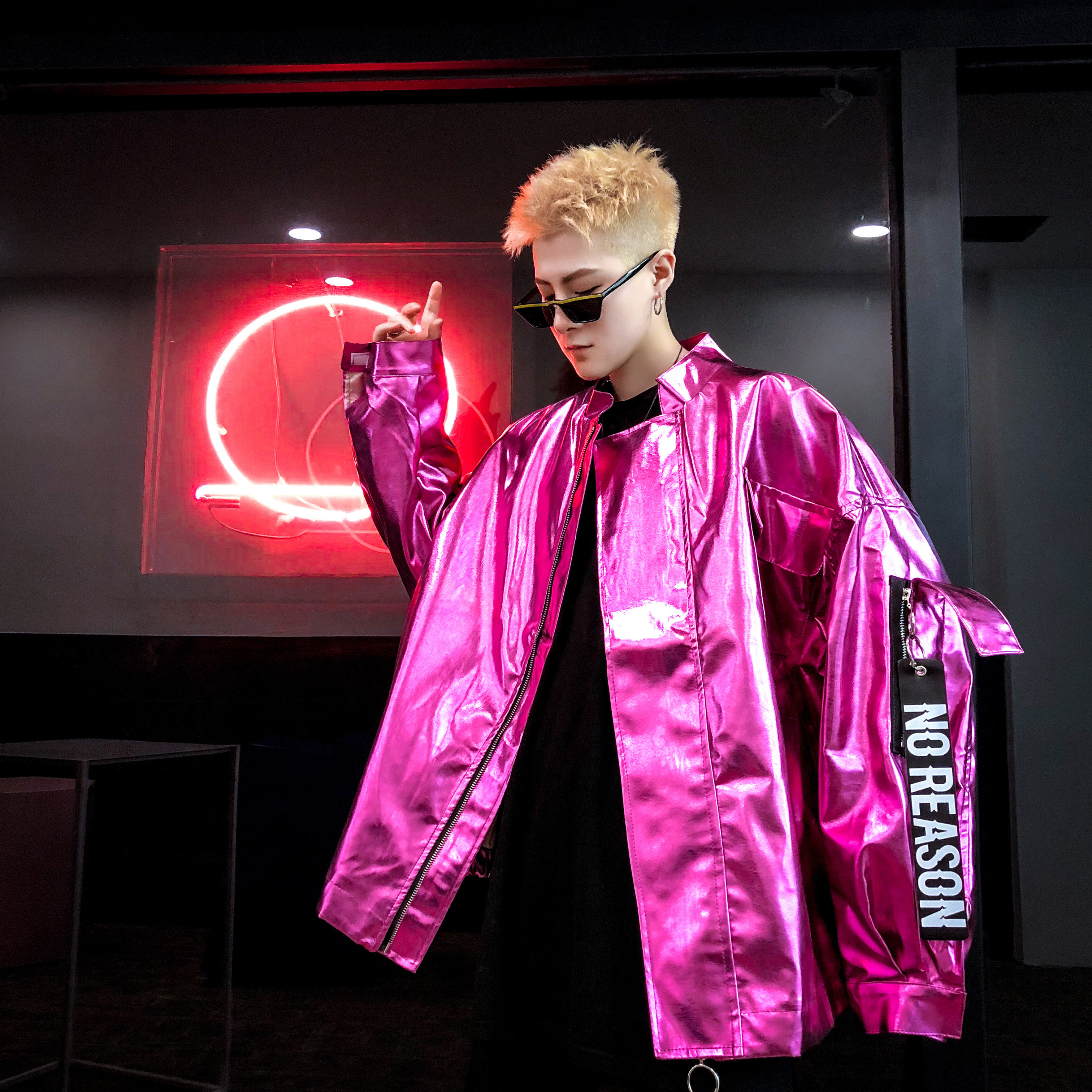 国潮黑暗系 嘻哈皮衣外套 夜店潮男演出外套潮 j10 大货放心推