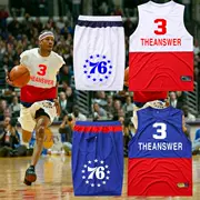 76 người Iverson 3 người đàn ông và phụ nữ quần áo bóng rổ bóng rổ phù hợp với đào tạo cạnh tranh diy tùy chỉnh phù hợp với nhóm mua