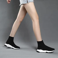 2018 mới vớ đàn hồi giày nữ mùa hè tăng thoáng khí Hàn Quốc phiên bản của ulzzang đáy dày thường vài đôi giày cao giày thể thao nữ cao cổ màu đen