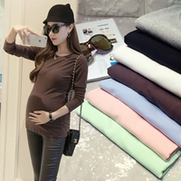 Phụ nữ mang thai áo thun nữ tay dài thu đông phiên bản Hàn Quốc của phần dài đơn giản của áo thun đáy quần cotton mùa xuân 2019 mới shop đầm bầu đẹp