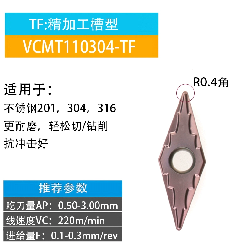 Lưỡi CNC 35 độ hình kim cương nhỏ VCMT110304-TM máy kẹp dụng cụ tiện hạt công cụ hình kim cương lỗ bên trong đầu nhàm chán dao tiện cnc dao cat cnc Dao CNC