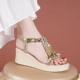 Belle Pure Love 2023 Mùa Hè Phong Cách Mới Giày Xăng Đan Đế Nêm Đá Dày Da Thật Thoải Mái Đa Năng Muffin Giày Nữ sandal đế cao