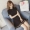 Nhỏ màu đen dress 2018 phiên bản Hàn Quốc mới của tính khí là váy đỏ mỏng chic tim máy thêu Slim vòng cổ một từ ăn mặc váy voan xòe