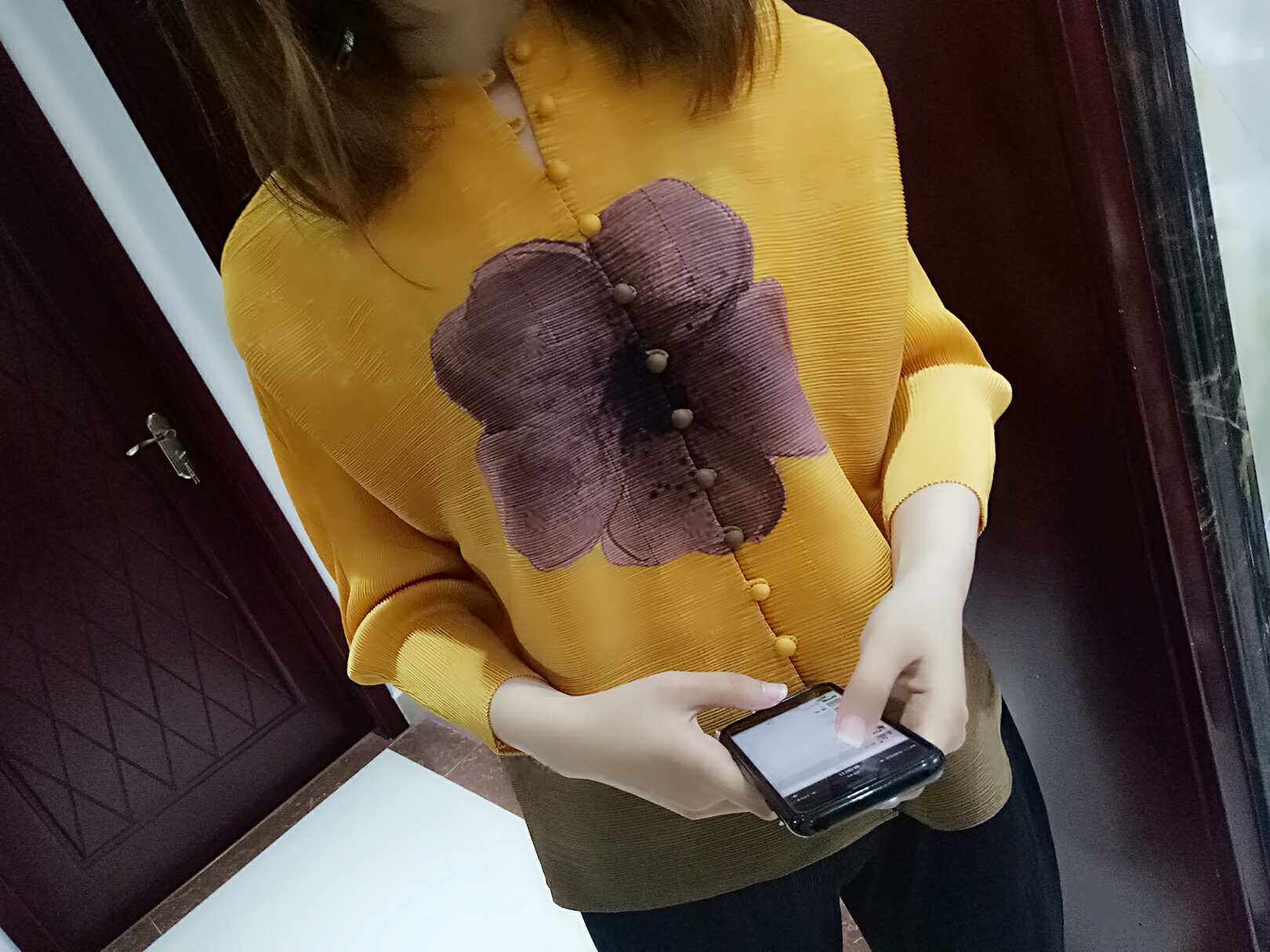 Miyake gấp một sản phẩm mới in áo khoác bat tay áo ngắn áo 2018 kích thước lớn MM