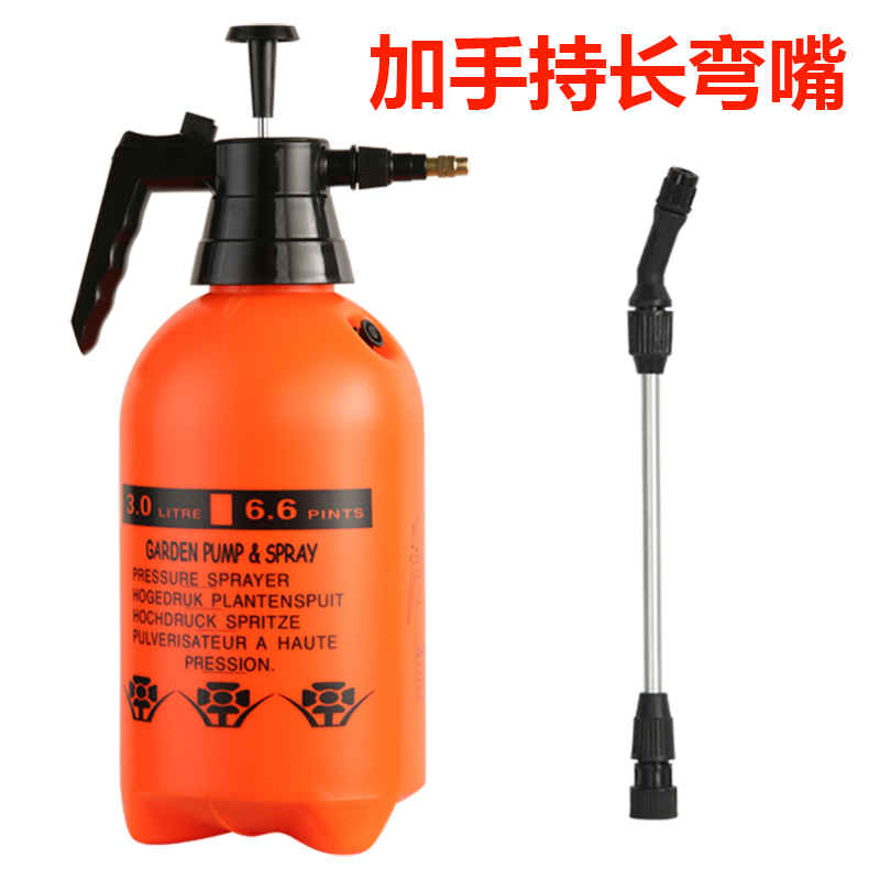 3L Red And Black Long Curved NozzleMarket licensing  3L hold Spout belt Safety valve gardening Sprayer Air pressure type disinfect household