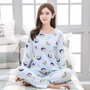 Đồ ngủ nữ mùa xuân và mùa thu mới 2018 cho nữ dài tay cotton nữ hoạt hình dễ thương phiên bản Hàn Quốc có thể mặc bên ngoài bộ đồ phục vụ tại nhà